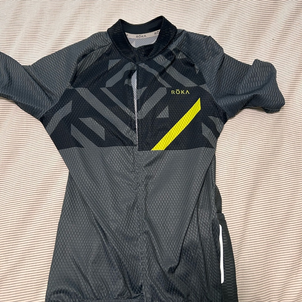 Roka Gray and Yellow Cycling Top